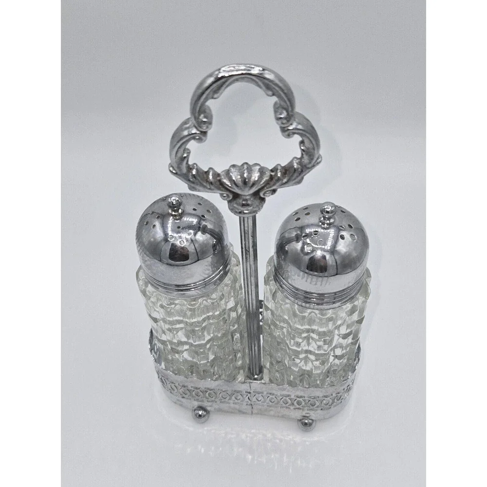 Vintage Chromium‎ Plate Salt & Pepper Shaker Set England